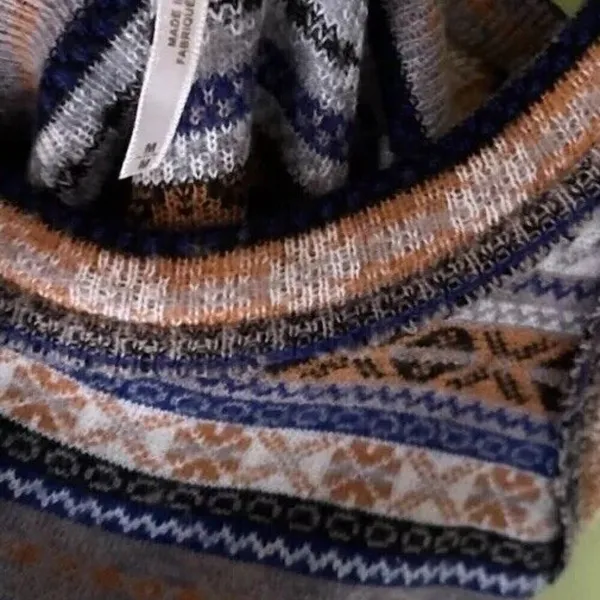 Free People Mini Sweater Dress Gray Fair Isle Nordic Tunic Wool Blend Sz Medium - Image 10