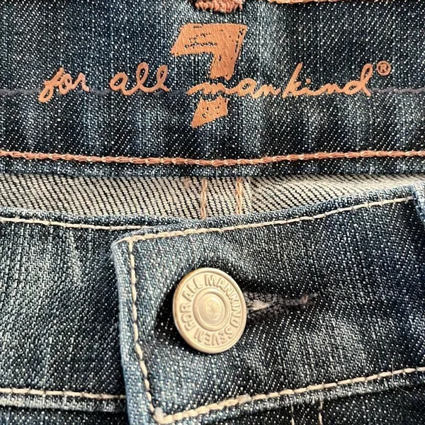7 for all of Mankind Distressed and Frayed Boycut Button Fly Jeans- Size 27 - Image 15