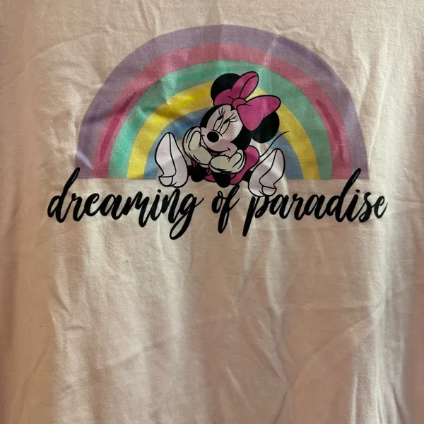 Disney Minnie Mouse T-shirt pink rainbow dreaming of paradise size XL - Image 3