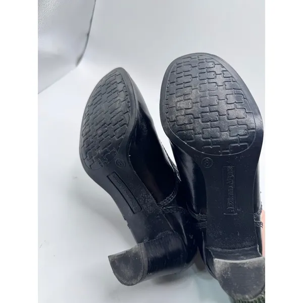 Etienne Aigner 8 Black Booties Women's Heeled Ankle Boots Oxford Brogue Detail‎ - Image 7