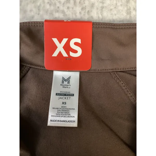 Members Mark Womens Extra-Warm Jacket Brown XS Full Zip Thumbholes‎ NWT - Image 3