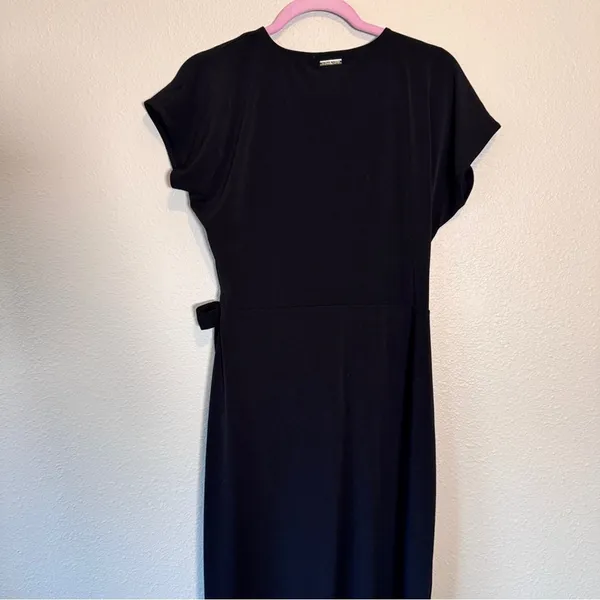 Michael Kors Black Mini Wrap Dress Womens L Casual LBD Classic Closet Staple - Image 12