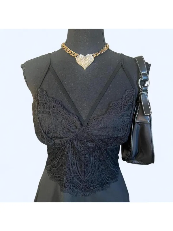 American Vintage Coquette Fairycore Lace Bustier Slip Dress Mini Goth Y2K size small 🖤 - Image 2