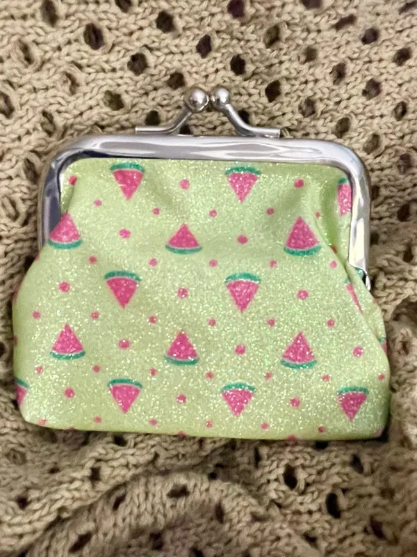 Sparkling Green Watermelon Kiss-Lock Coin Purse ~ Glitter Accessories - Image 2
