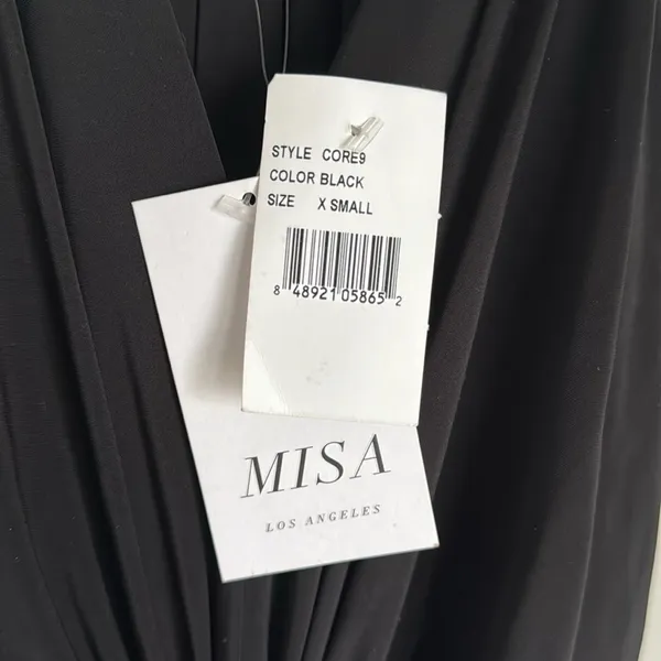 NEW MISA Los Angeles Domino Draped Mini Dress in Black XS - Image 10