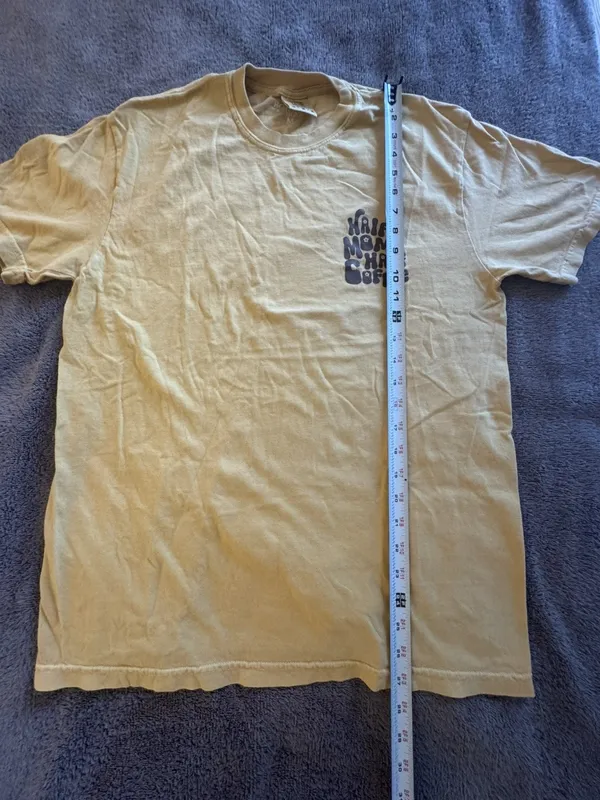 "Half Mom Half Coffee" Beige Graphic T-Shirt Short Sleeve Crewneck Comfy Cozy - Image 2