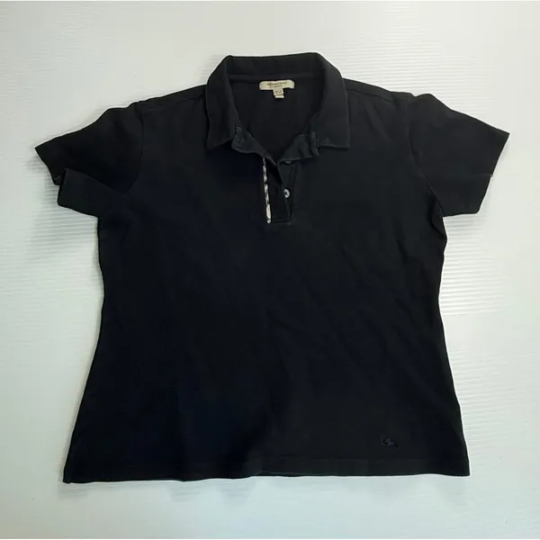 Burberry London Black Polo Shirt Womens Short Sleeve Collared Casual Top‎ - Image 4