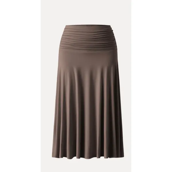 OGL Women's Size XL Iced Mocha Flowy Side Ruched A-Line Midi Skirt Casual - Image 3