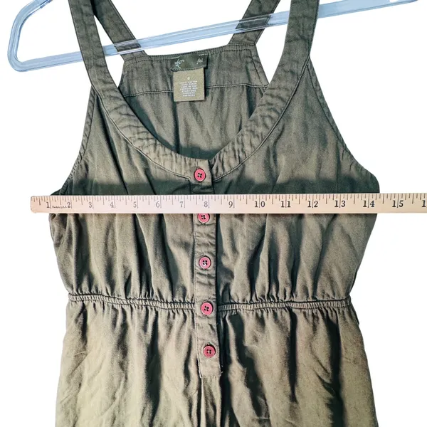 Fei Anthropologie Olive Dress Womens 4 Button Front Pockets Casual USA Pinafore‎ - Image 5