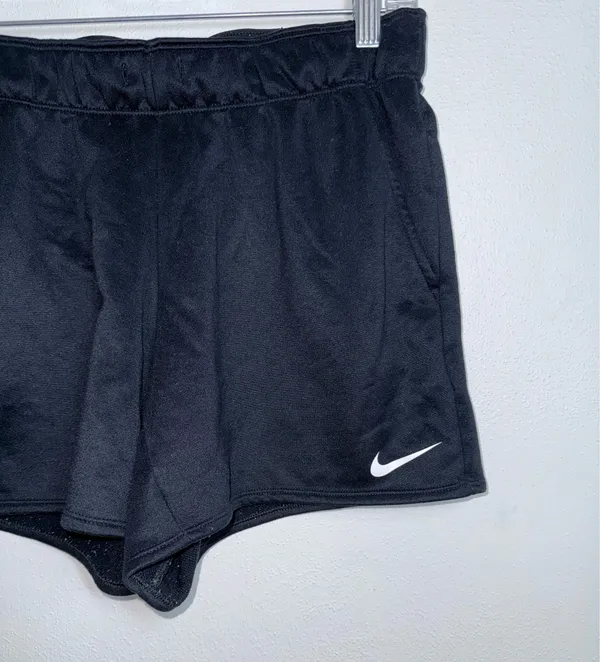 Nike Dri Fit Sweat Shorts Black Logo Waistband Mid-rise Athleisure - Image 4