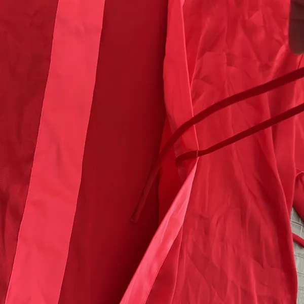 Victoria’s Secret Red Satin Kimono Robe XS/S Pink Trim (No Belt) - Image 4