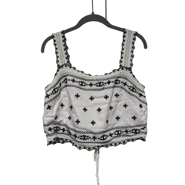 Abercrombie & Fitch White Cropped Tank with Black - Image 2