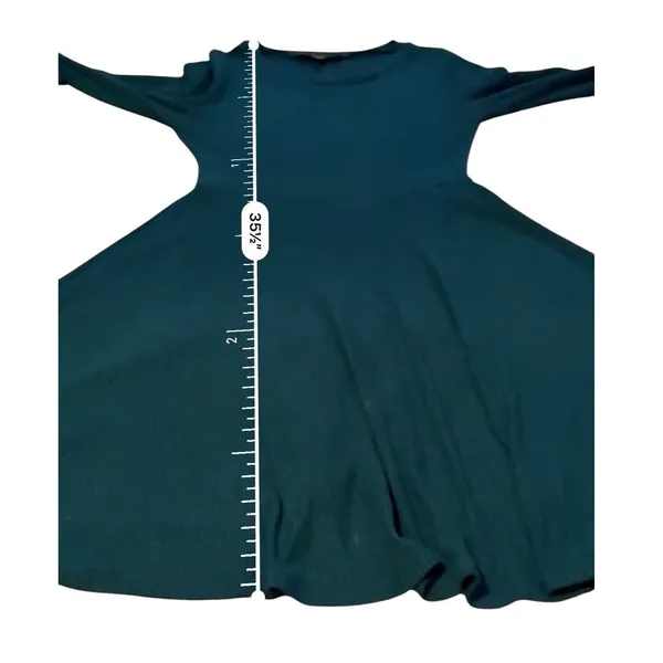Lulus‎ Hunter Green Ribbed Knit Fit Flare Skater Dress Womens Small Long Sleeve - Image 13