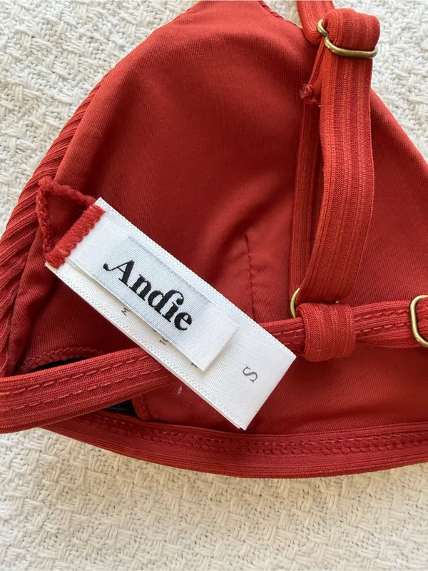 Andie The Gold Coast Bikini Top Ribbed Red Small - Image 4