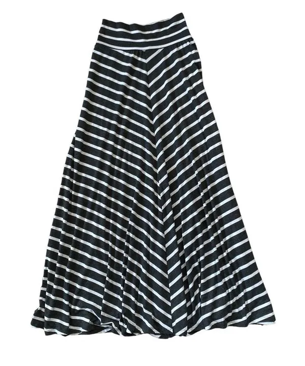 AB Studio gray and white stripe maxi skirt stretchy flowy women’s size small - Image 7