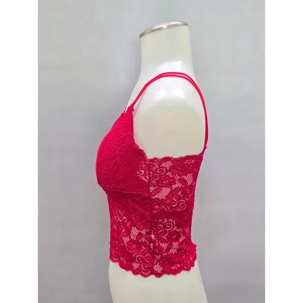 Red Romantic Boudoir Bridal Cottage Lingerie Feminine Floral Lace Bra Small - Image 3
