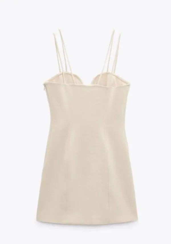 Zara sweetheart neckline mini dress in cream NEW - Image 5