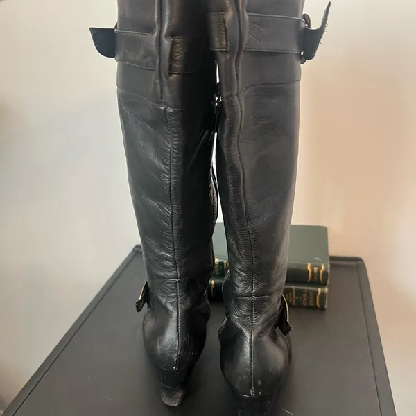 Black Leather Knee-High Vintage Boots YES Shoes biker vintage rockabilly - Image 14