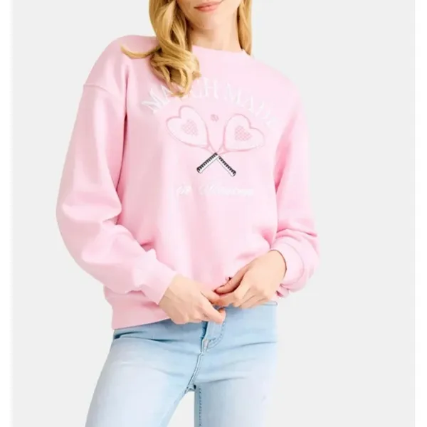 Valentines Day Womens Sweatshirt Size XL Pink Match Made In Heaven Fleece Cozy - Image 7