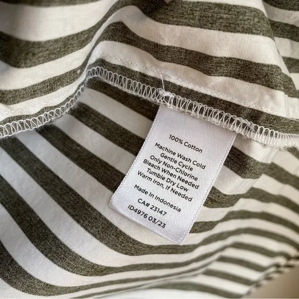 Talbots 100% Cotton Tunic Length Poplin Striped Collared Button Down Shirt M - Image 3