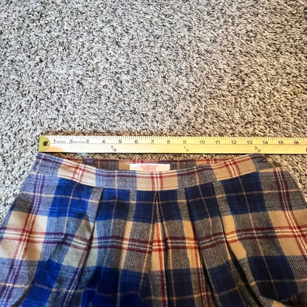 Pendleton Vintage Wool Cailean Tartan Plaid Pleated Midi Skirt‎ Blue Tan Size 12 - Image 6