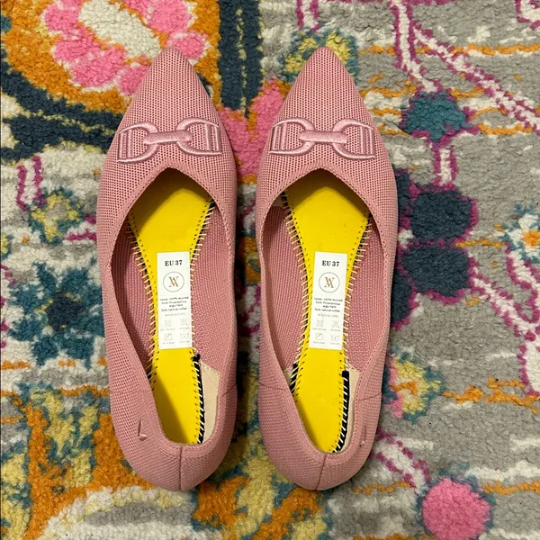VIVAIA Pointed-Toe Flats Ena 2.0 Pink Embroidered Horsebit Size EU 37, US 6.5 - Image 11