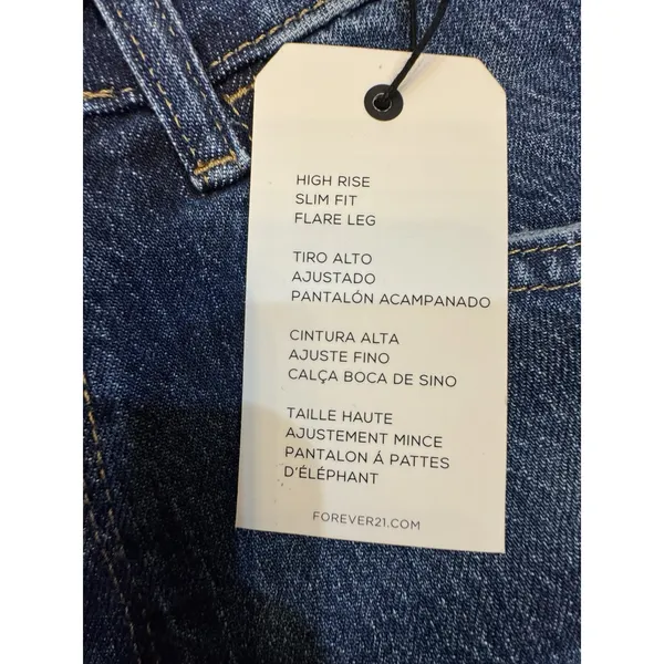 Forever 21 Blue Denim Flare Leg Jeans Daisies-High Rise‎ Size 29 60's - Image 8