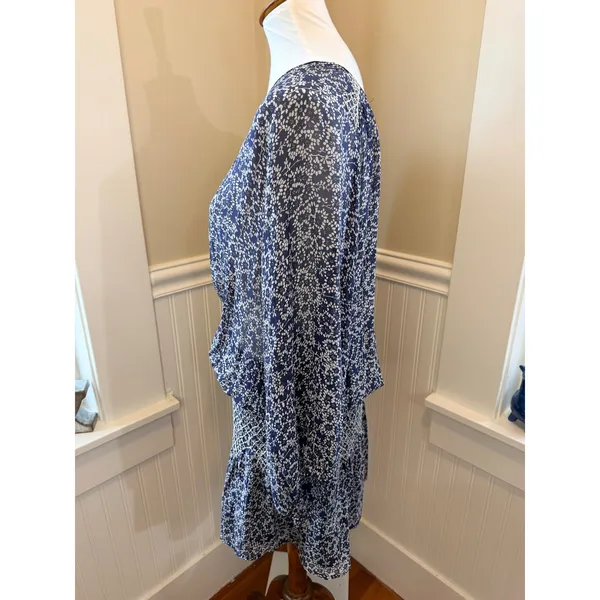 Ulla Johnson Samira Dress Silk Floral Drop Waist Mini Dress Bleu Blue Size 10 - Image 11
