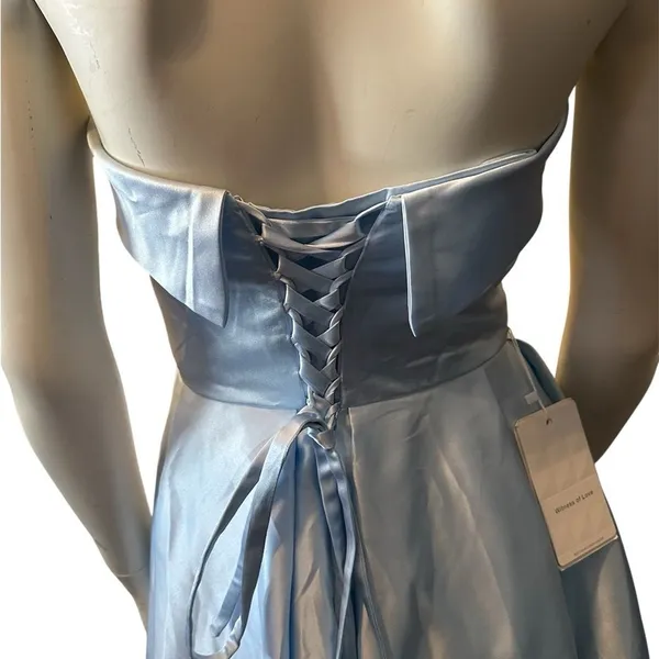 Witness of Love Strapless Satin Dress Blue 4 NWT - Image 4