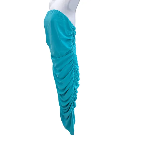 Pretty‎ Lavish Matilda Ruched Strapless Midi Dress Turquoise Blue Guest 8 NEW - Image 4