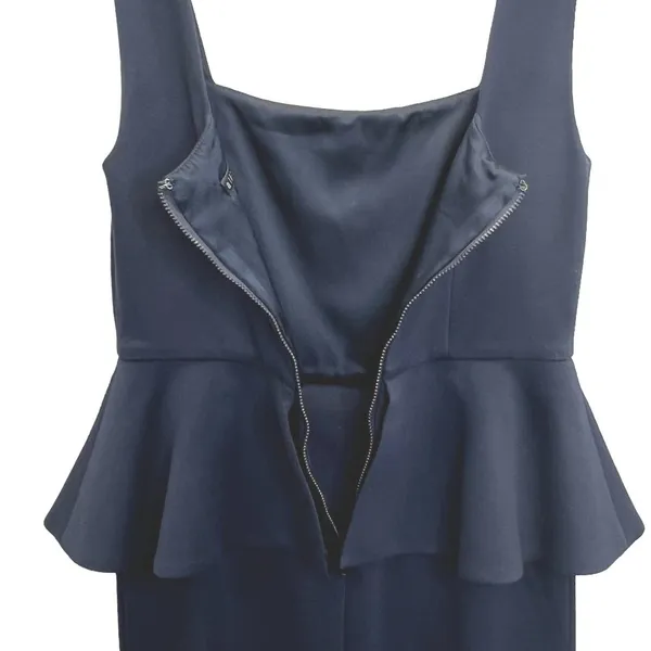 Alice + Olivia Employed Peplum Mini Dress 2 Navy Blue Sheath Sleeveless‎ Fitted - Image 7