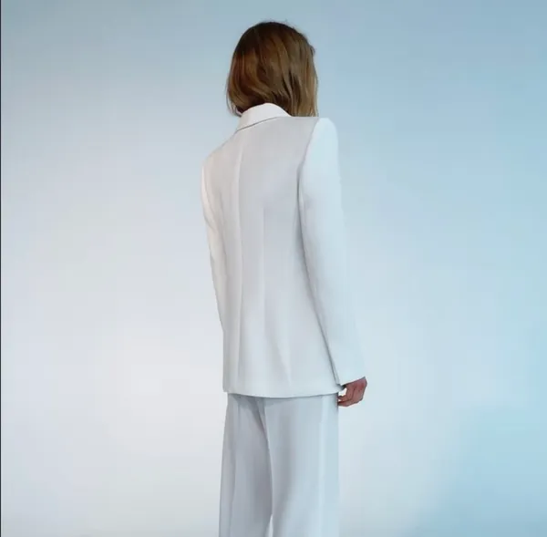 ZARA blazer white waisted tailored tuxado suit jacket - Image 5