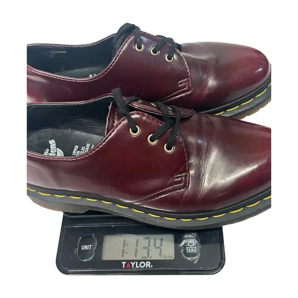 Dr Martens Oxford Shoes Womens 5 Red Oxblood Vegan Derby AirWair Goth Chunky - Image 12
