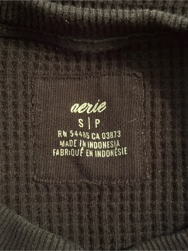 Aerie The Sweat Waffle Crewneck in Black - Image 4