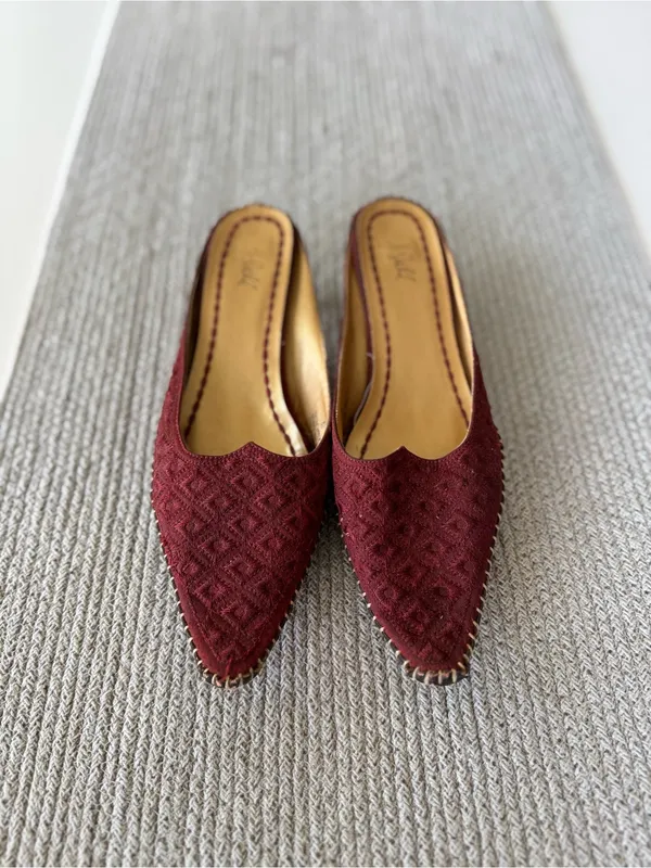 J. Jill Burgundy Textured Pointed Toe Slip-On Kitten Heels Mules 8.5 - Image 5