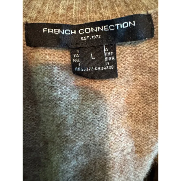French Connection Women Brown Twist Front Layered Look Wool Blend Sweater Large - Image 6