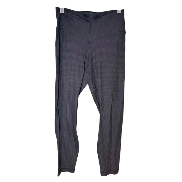 Lululemon‎ V-Waist Yoga Tight 25" Grid Texture Black Leggings Size 6 W5GAAS - Image 3
