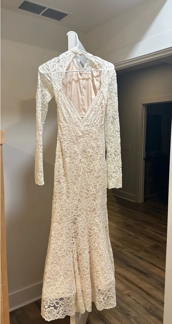 BHLDN Long Sleeve Mock-Neck Stretch Lace Maxi Dress - Image 7