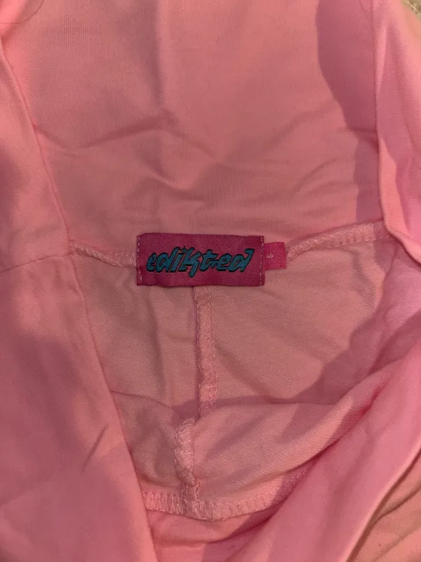 Edikted Pink Flare Pants Fold Over - Image 2