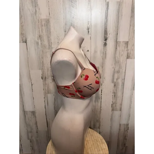 Victoria’s Secret Pink Cherry Print Push Up Bra Love Pink 34D - Image 3