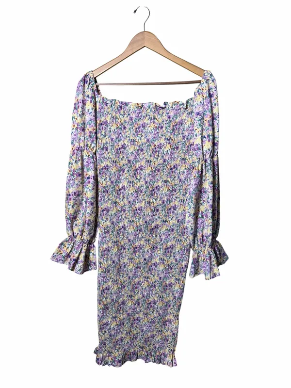 New Revolve SNDYS Courtney Midi Dress in Lilac Floral Size 8 - Image 3