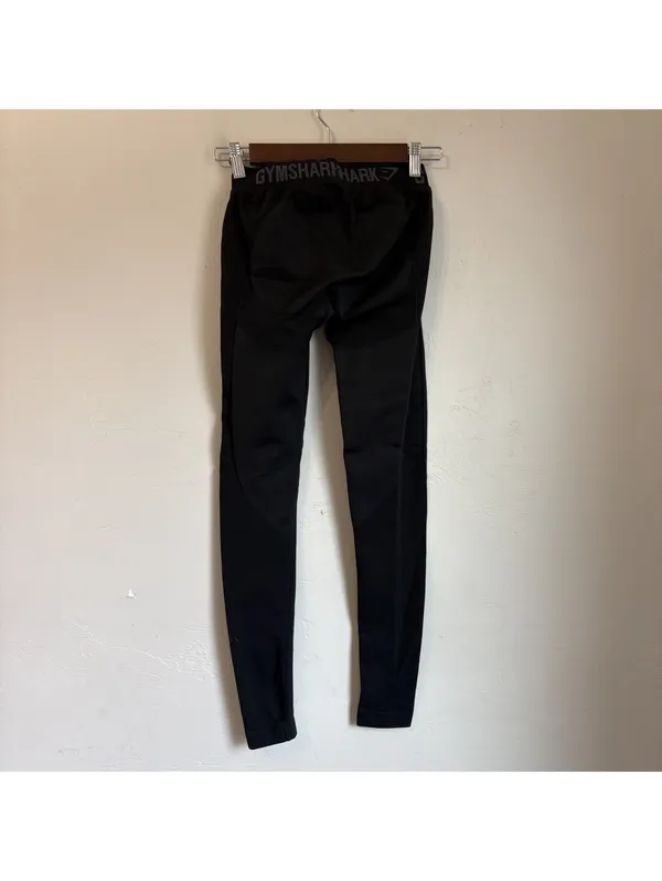 Gymshark Black Leggings Logo Waistband Athletic Workout Pants Women's Small S - Image 3