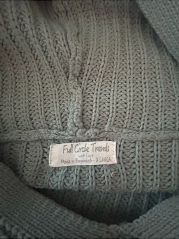Full Circle Trends Light Sage Green Waffle-Knit Crewneck Sweater - Image 3