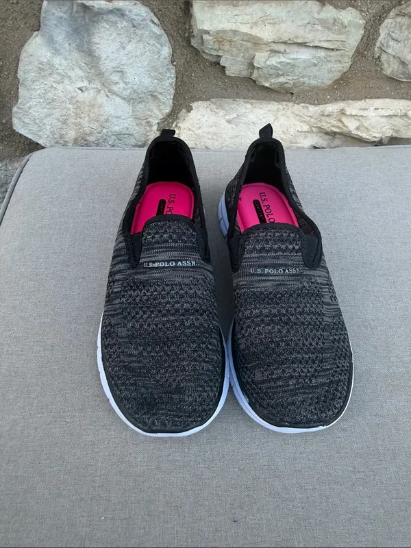 U.S. Polo Assn. Women's Black Knit Slip-On Sneakers size 6.5 - Image 7