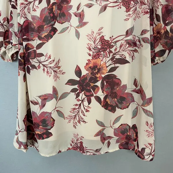 Lulus Shifting Dears Floral‎ Shift Dress Cut Out Sleeve Beige Cream Mini Large - Image 9