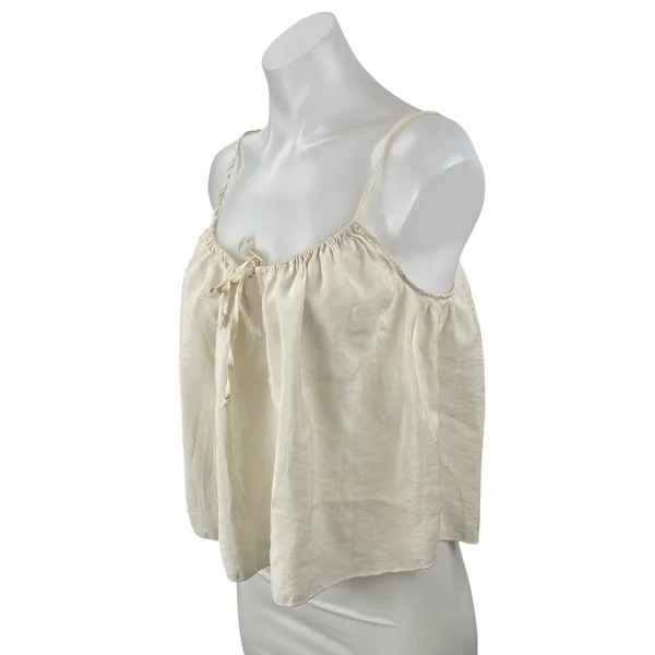J.Crew Women's Cream Sleeveless Tie Scoop Cami Camisole Cropped Tank Top Size M - Image 2