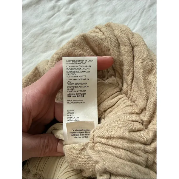 Free People Linen Blend Drawstring Pants M Beige - Image 6