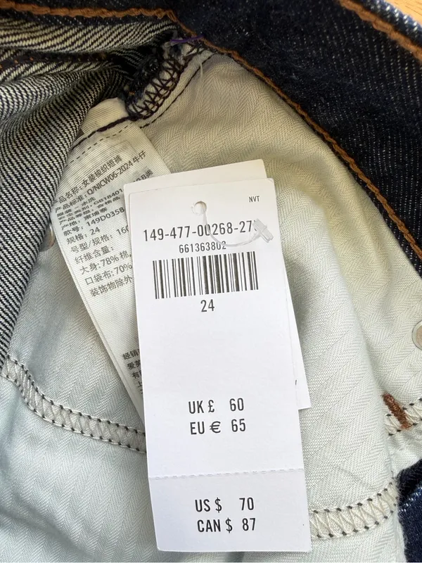 NWT ABERCROMBIE & FITCH The Loose Short High Rise Dark Wash Shorts 24 - Image 8