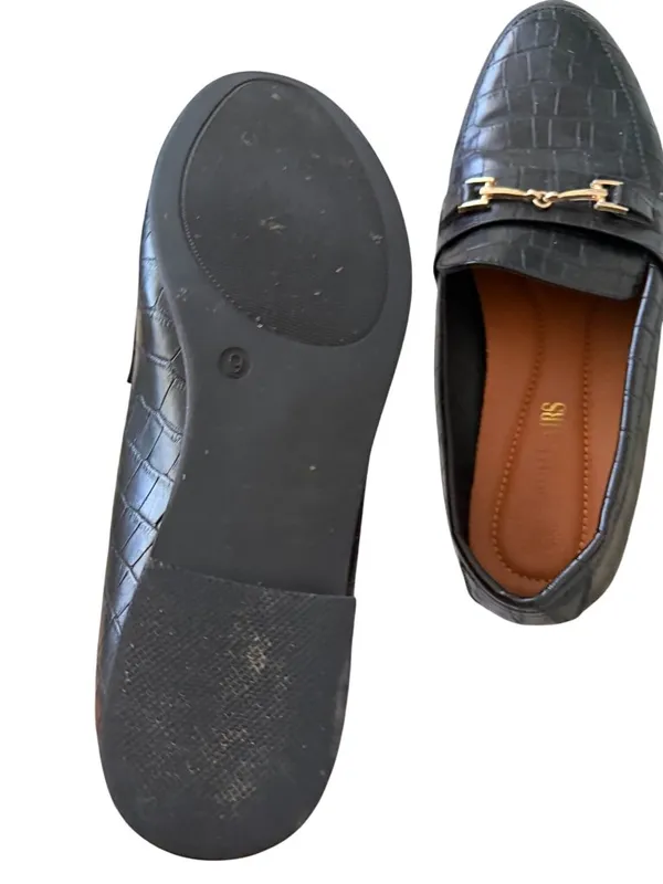 DREAM PAIRS Black Croc Embossed Loafers Flats Size 9 - Image 2