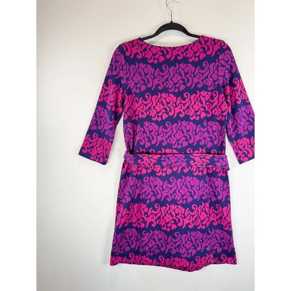 Lilly Pulitzer Womens Dress Pink Jonah Jacquard Mini Waist Tie Resort Medium - Image 8